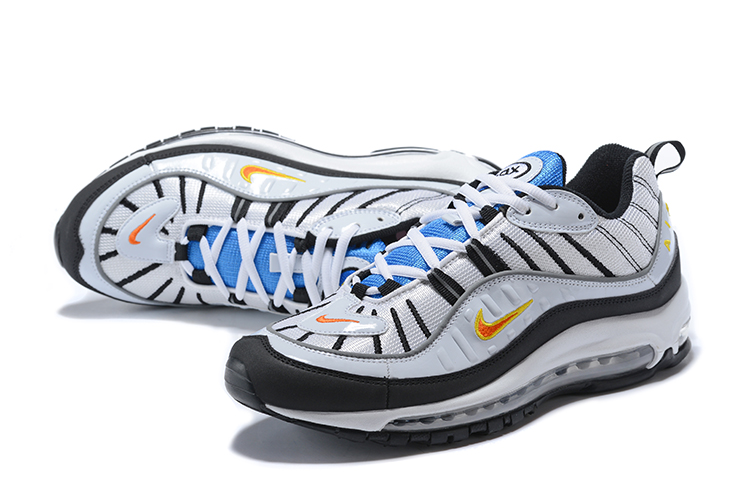 2018 Men Nike Air Max 98 White Black Orange Shoes - Click Image to Close